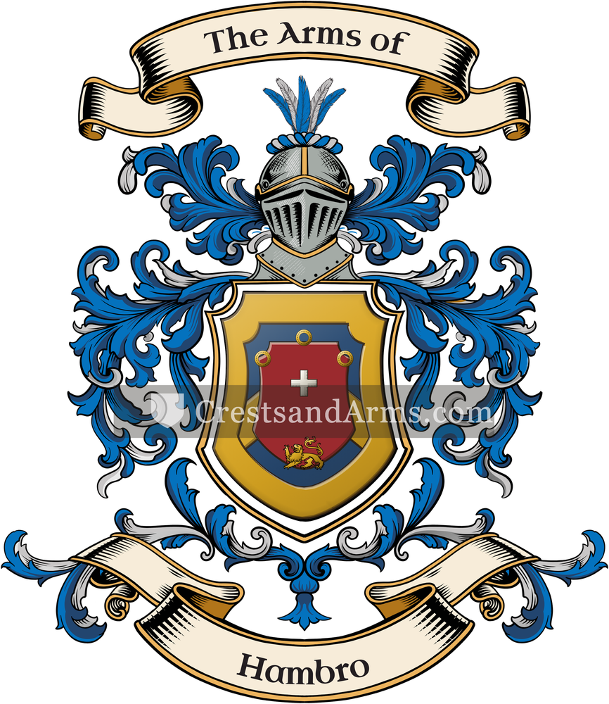 The Hambro coat of arms, drawn from the recorded blazon