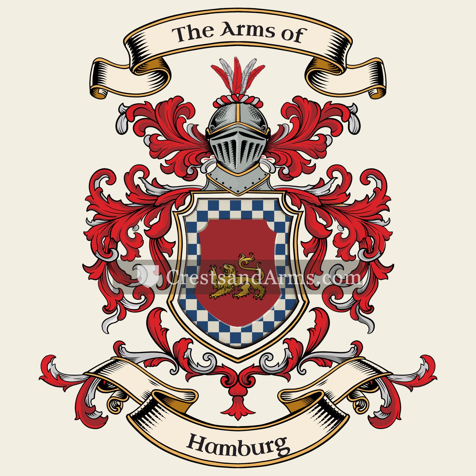 The Hamburg coat of arms, drawn from the recorded blazon