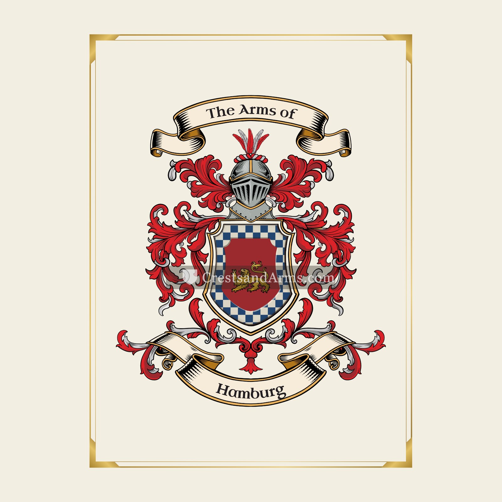With gold border