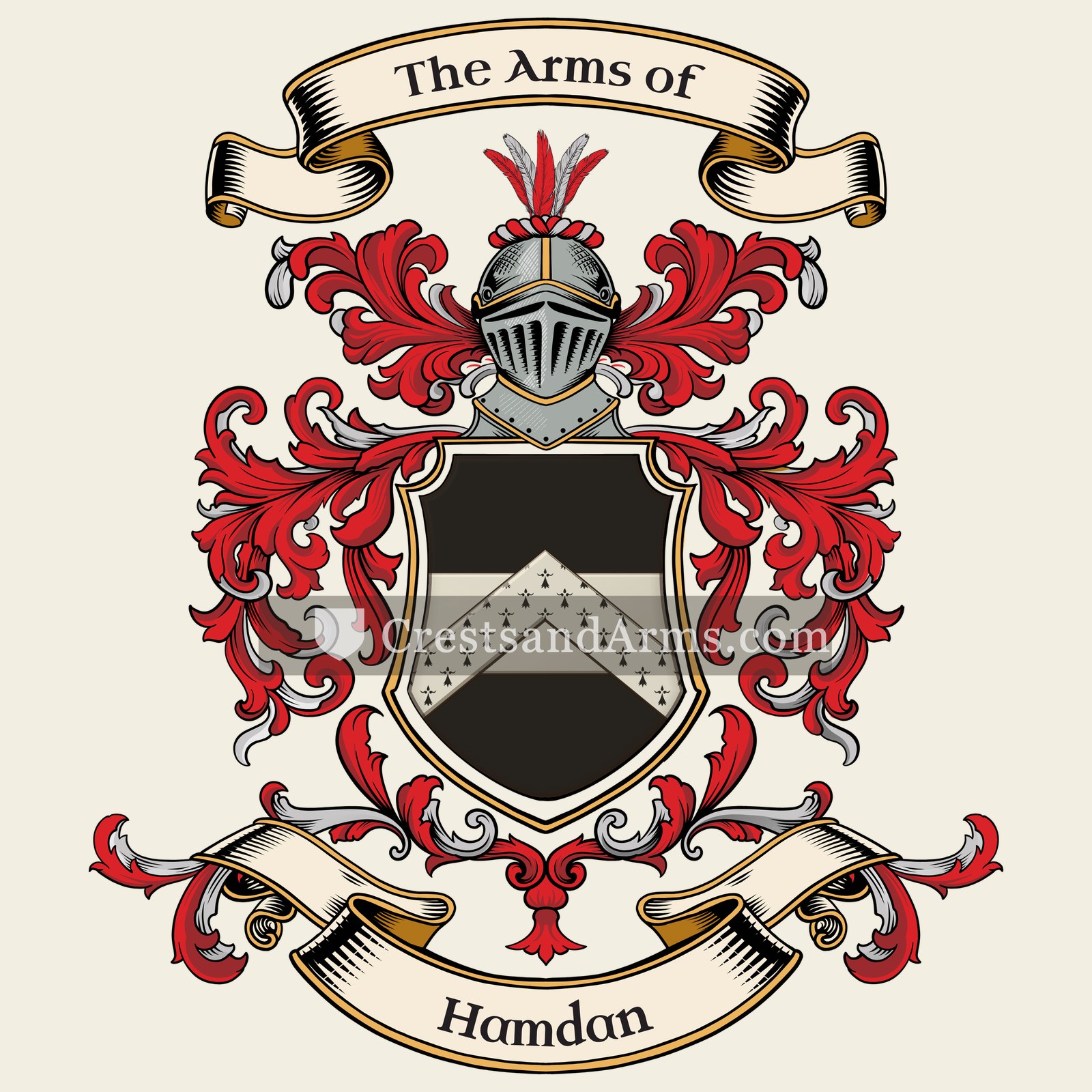 The Hamdan coat of arms, drawn from the recorded blazon