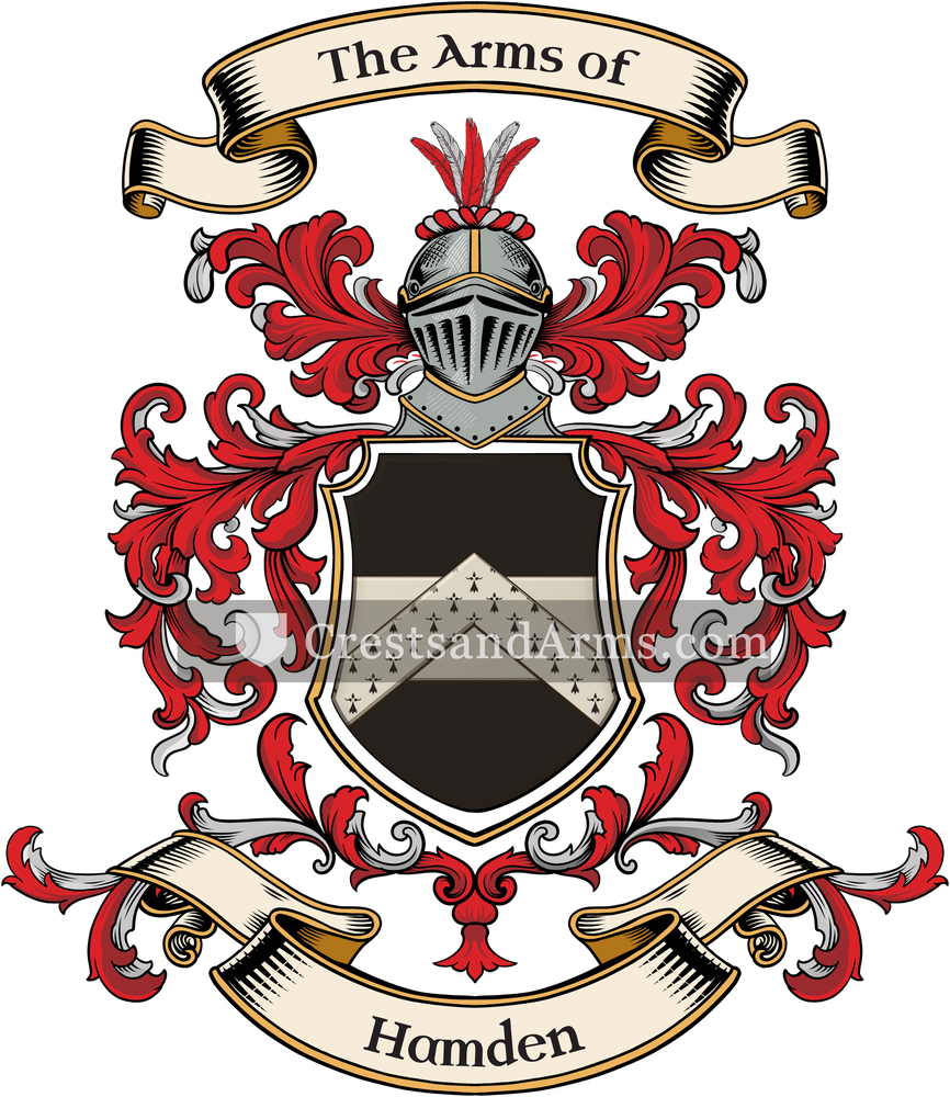 The Hamden coat of arms, drawn from the recorded blazon