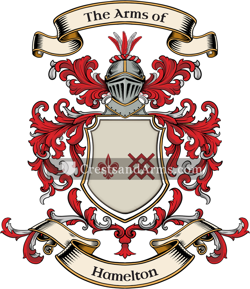The Hamelton coat of arms, drawn from the recorded blazon