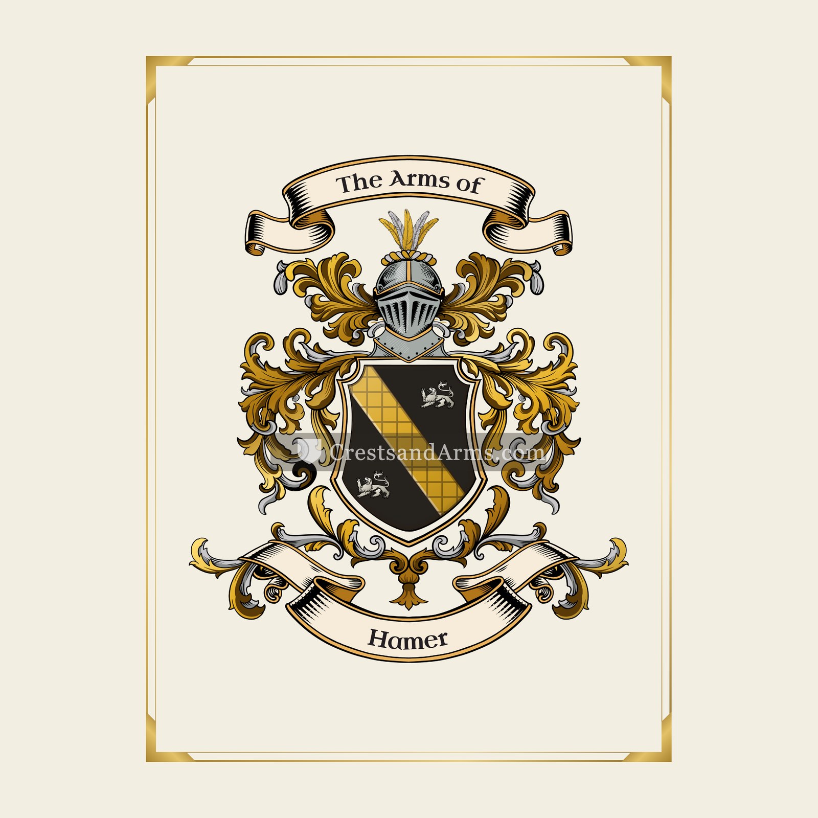 With gold border