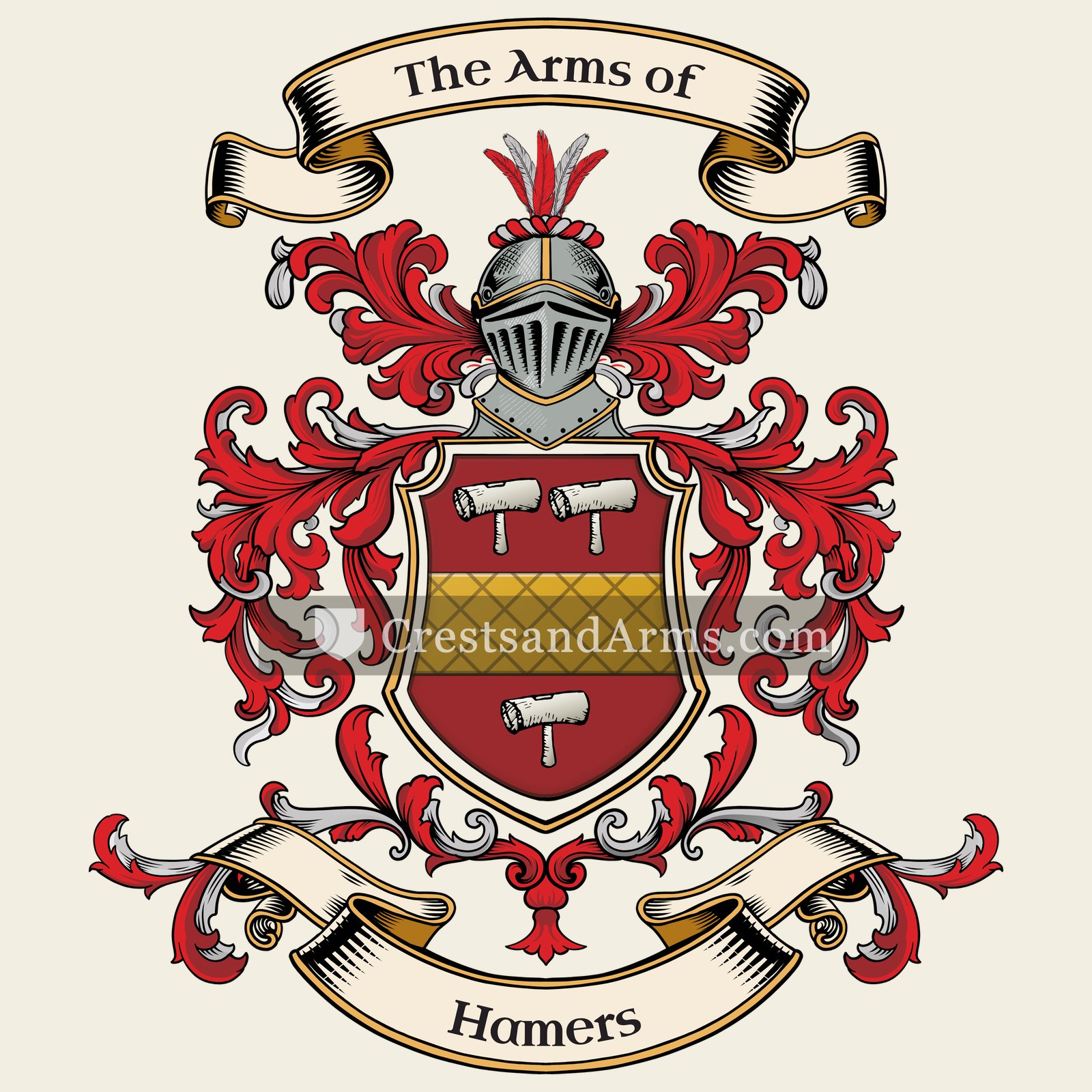 The Hamers coat of arms, drawn from the recorded blazon