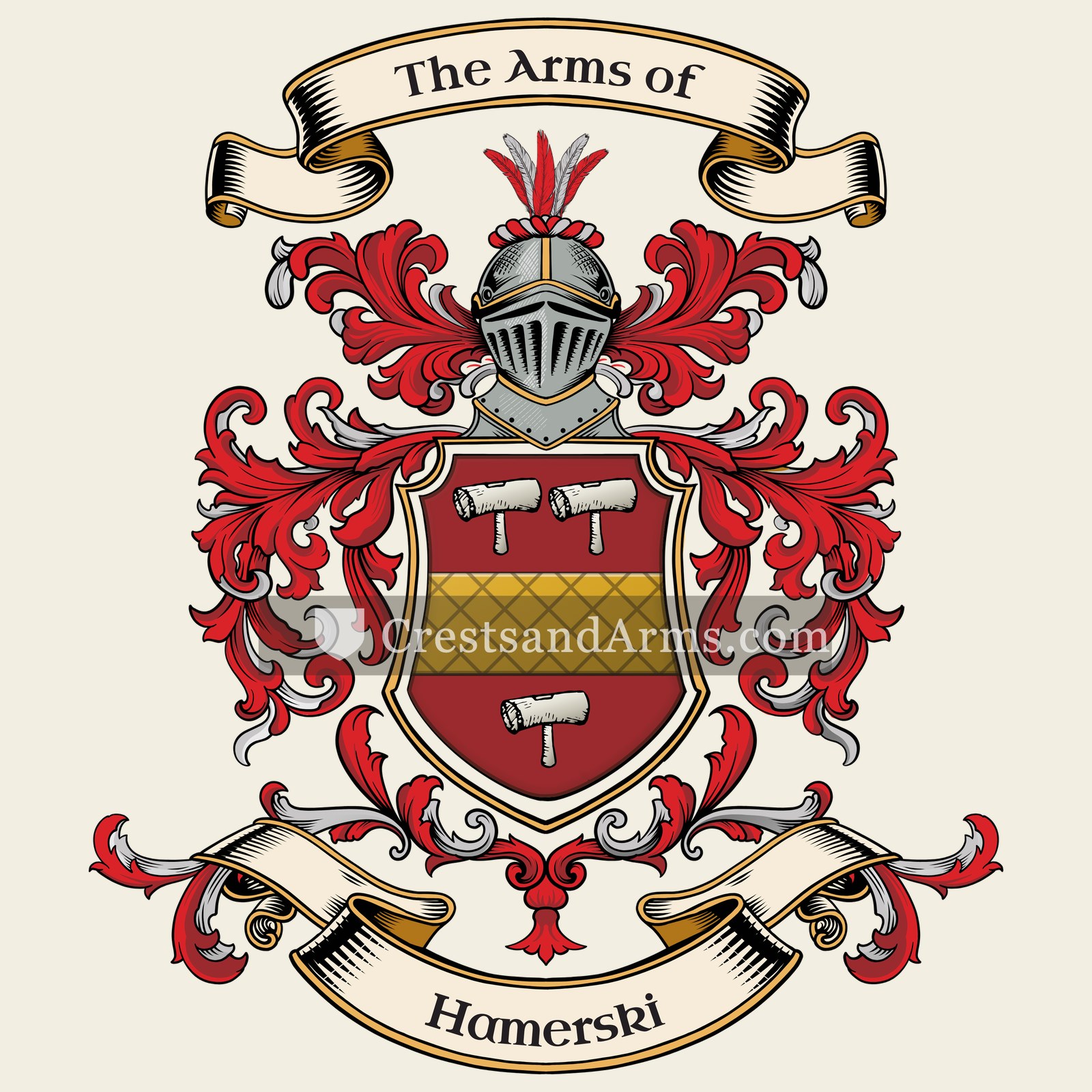 The Hamerski coat of arms, drawn from the recorded blazon