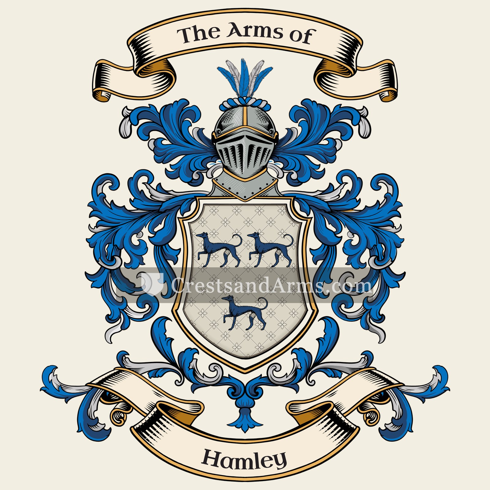 The Hamley coat of arms, drawn from the recorded blazon