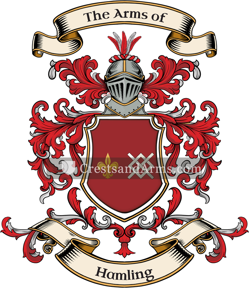 The Hamling coat of arms, drawn from the recorded blazon