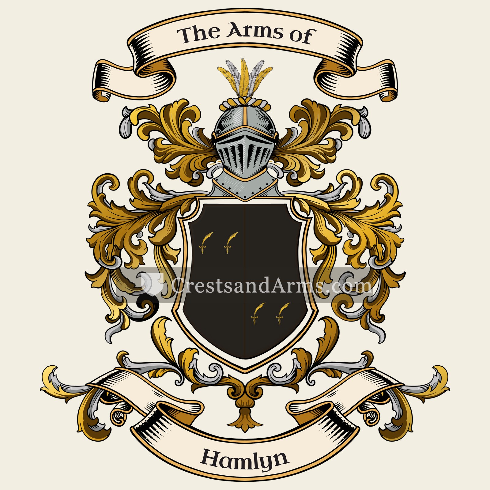 The Hamlyn coat of arms, drawn from the recorded blazon