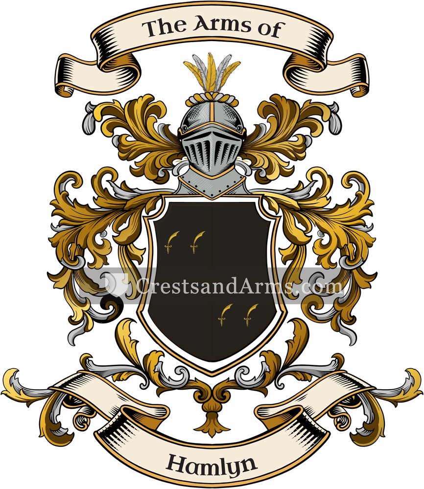The Hamlyn coat of arms, drawn from the recorded blazon