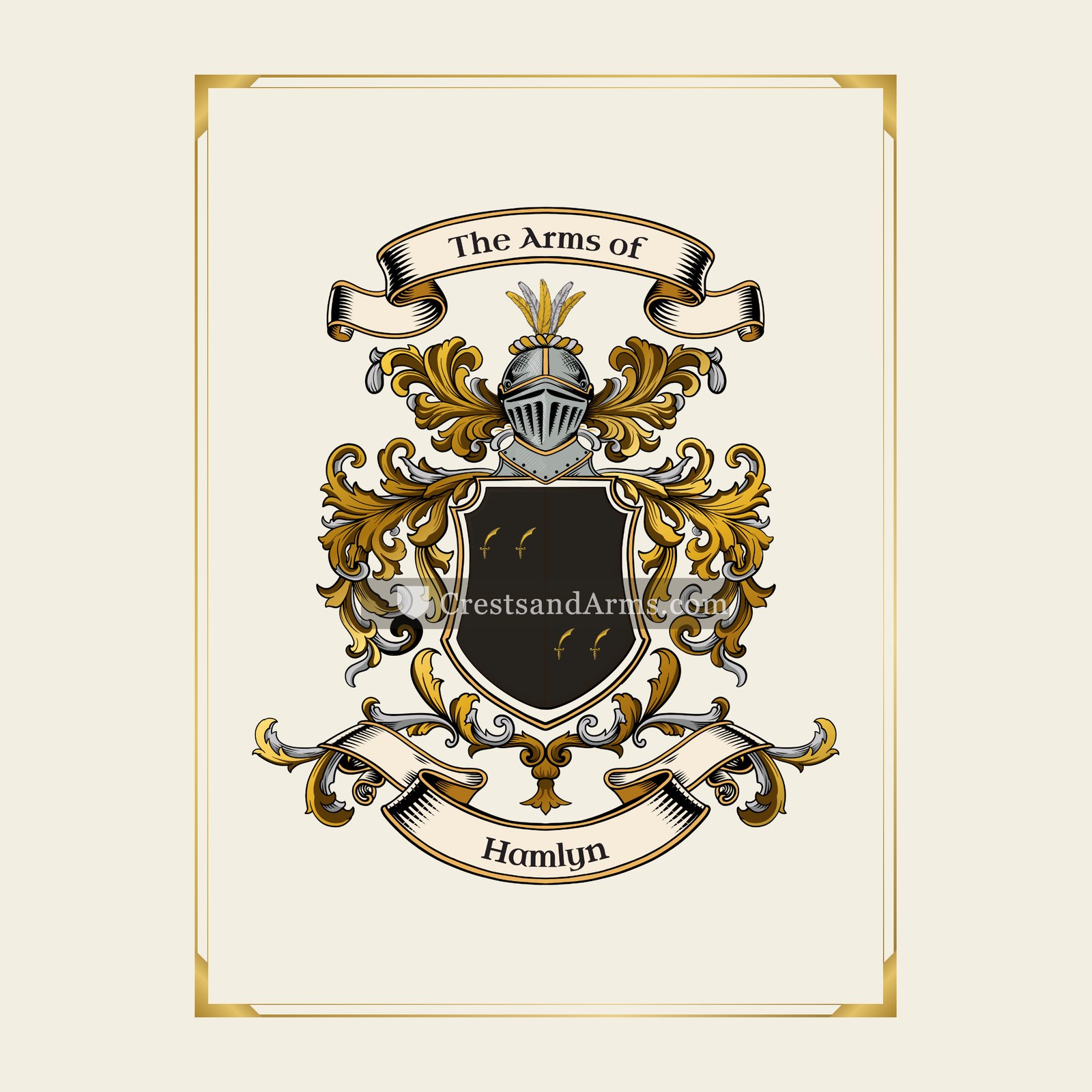 With gold border
