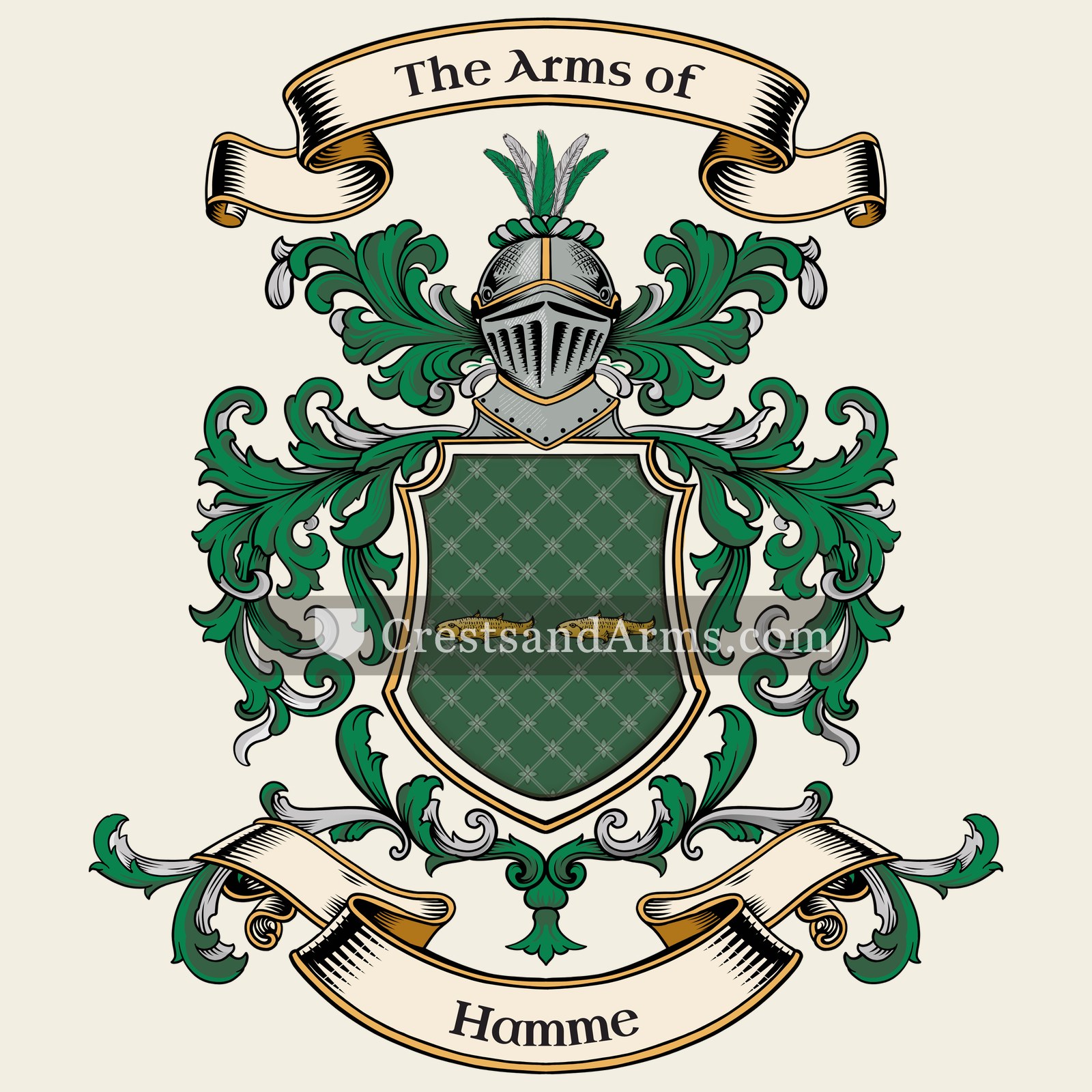 The Hamme coat of arms, drawn from the recorded blazon