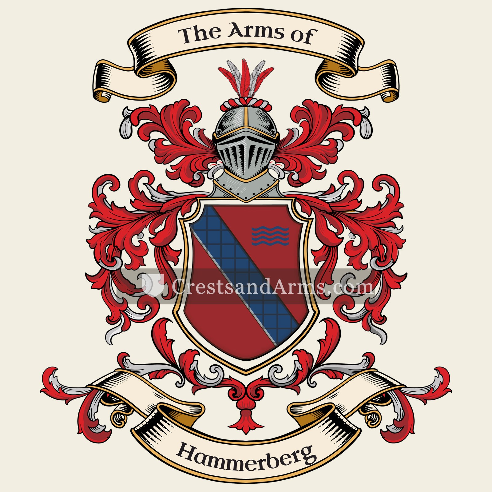 The Hammerberg coat of arms, drawn from the recorded blazon