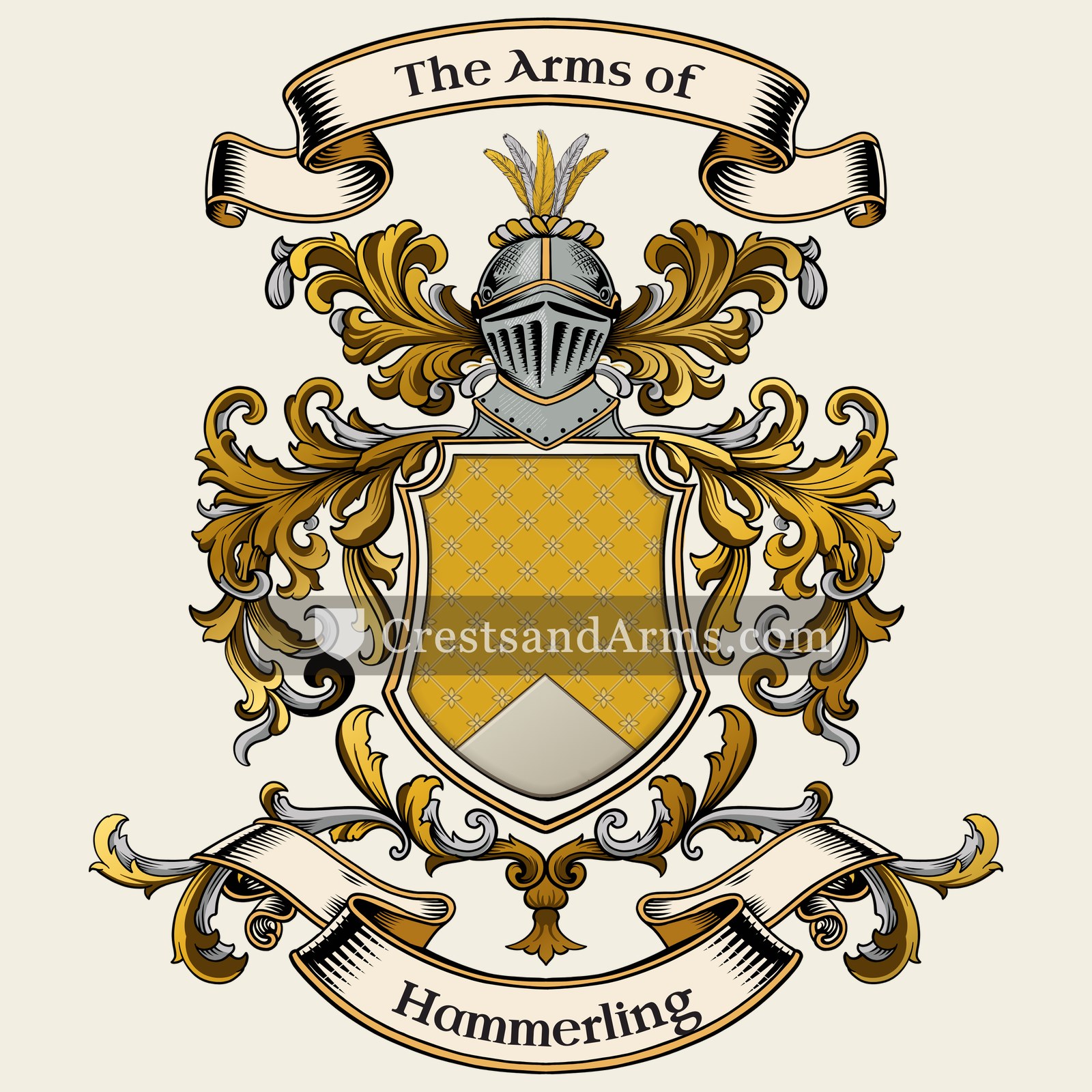 The Hammerling coat of arms, drawn from the recorded blazon
