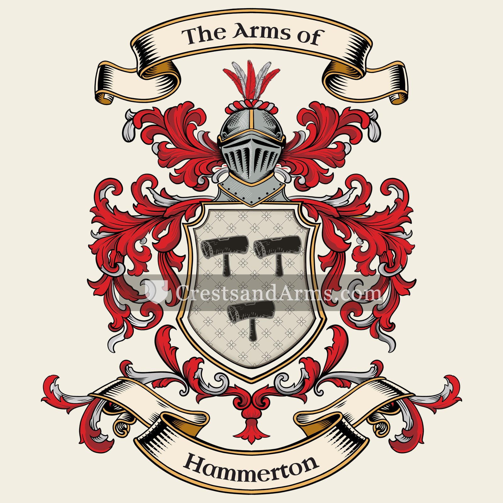 The Hammerton coat of arms, drawn from the recorded blazon
