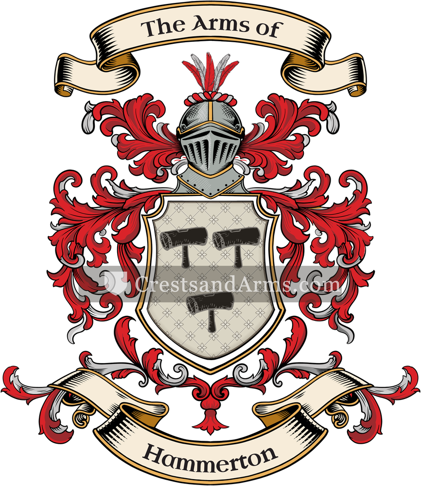 The Hammerton coat of arms, drawn from the recorded blazon