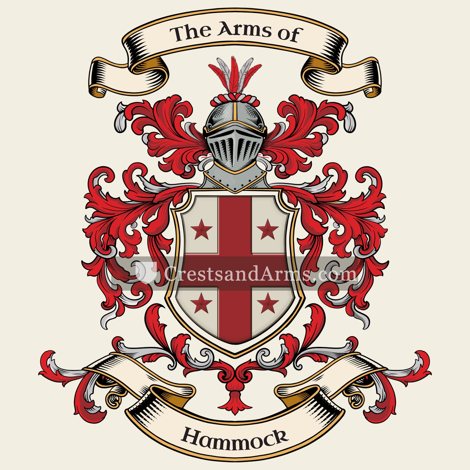 The Hammock coat of arms, drawn from the recorded blazon