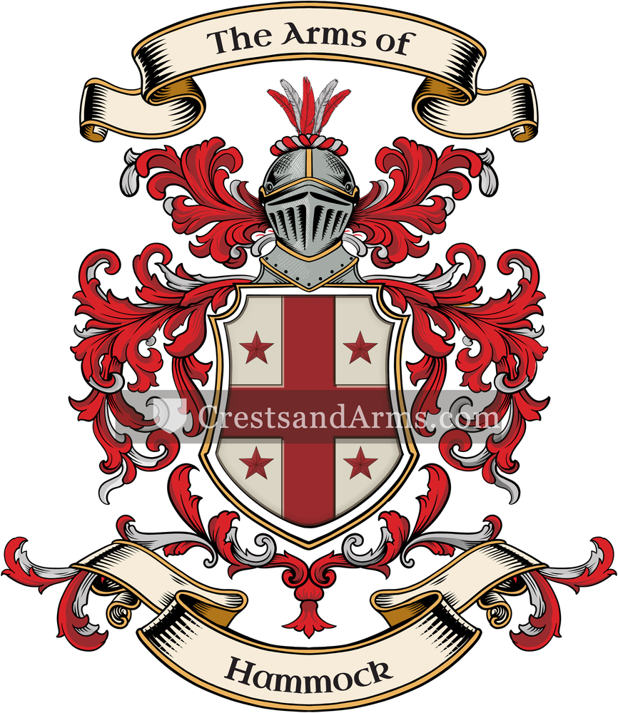 The Hammock coat of arms, drawn from the recorded blazon