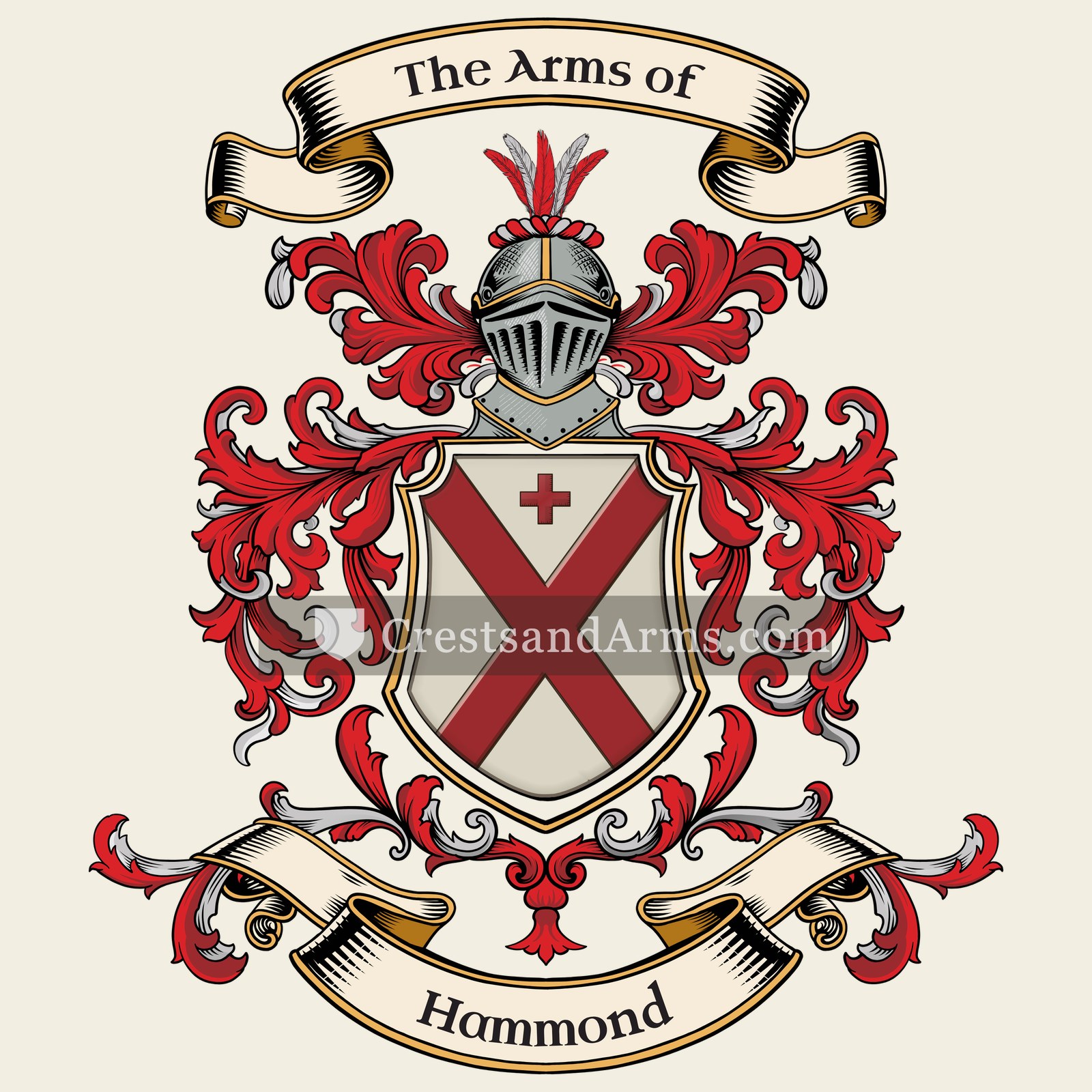 The Hammond coat of arms, drawn from the recorded blazon