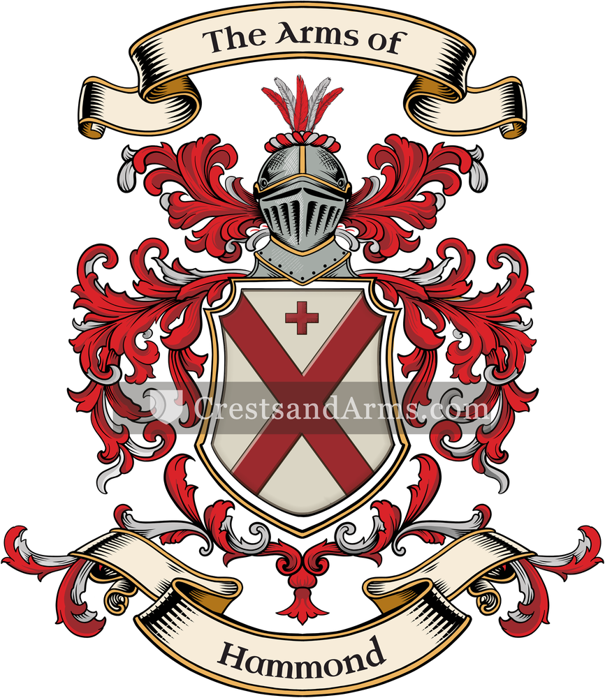 The Hammond coat of arms, drawn from the recorded blazon