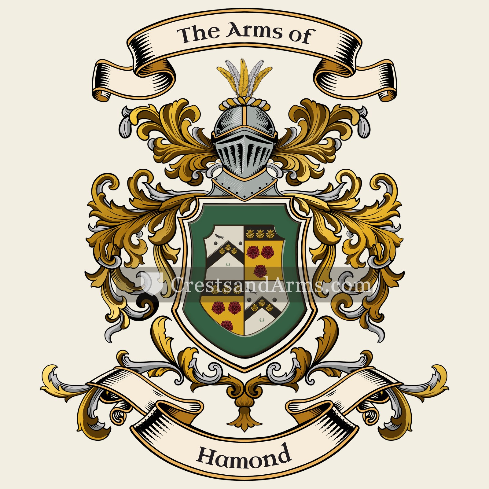 The Hamond coat of arms, drawn from the recorded blazon