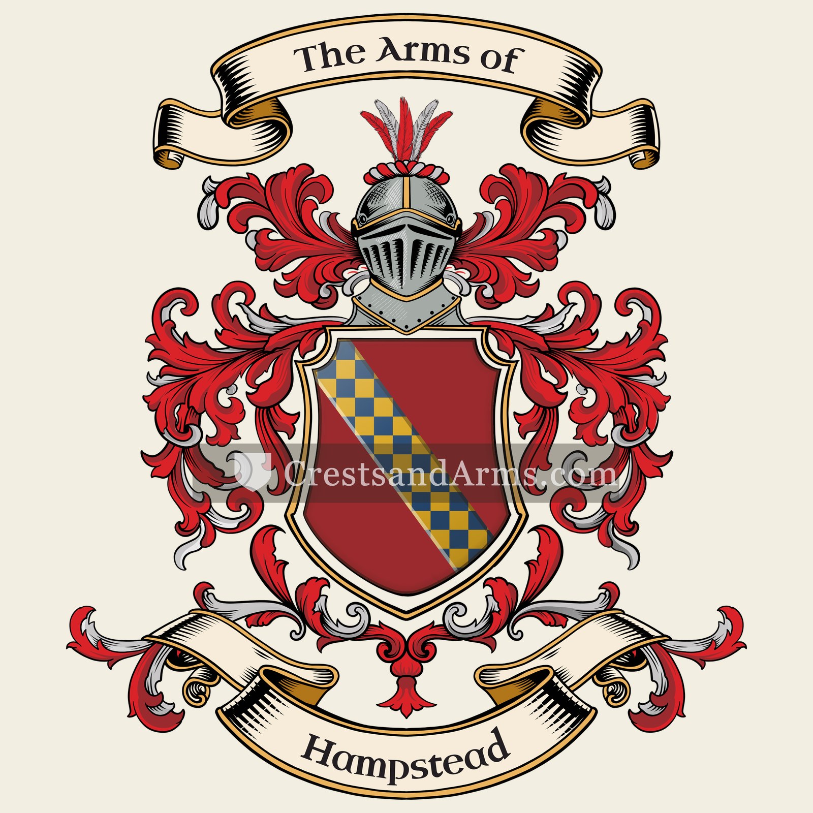 The Hampstead coat of arms, drawn from the recorded blazon