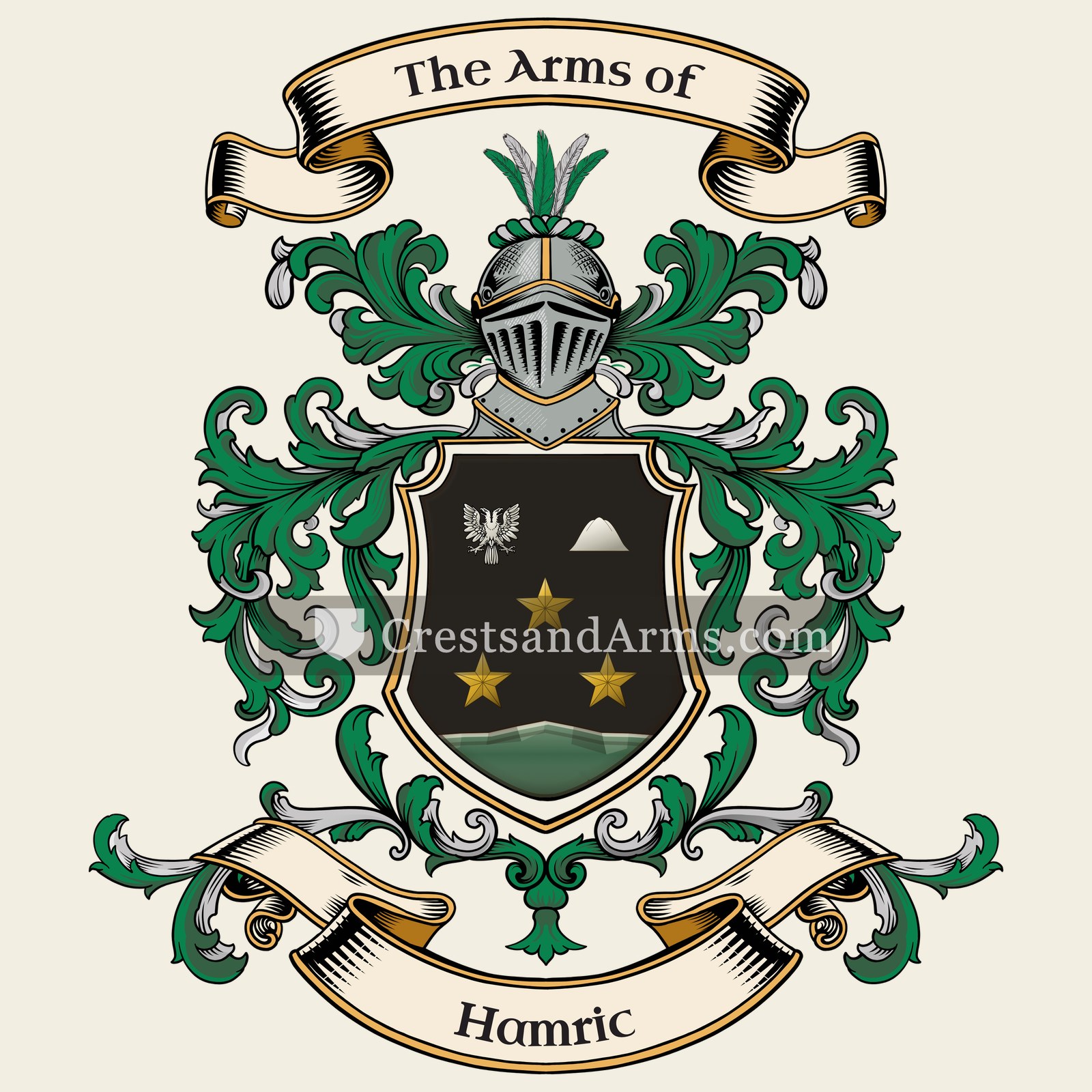 The Hamric coat of arms, drawn from the recorded blazon