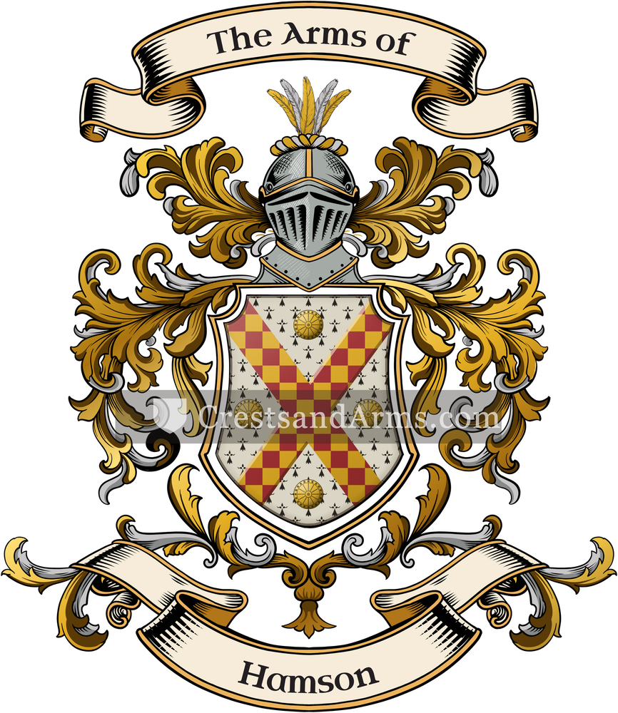 The Hamson coat of arms, drawn from the recorded blazon