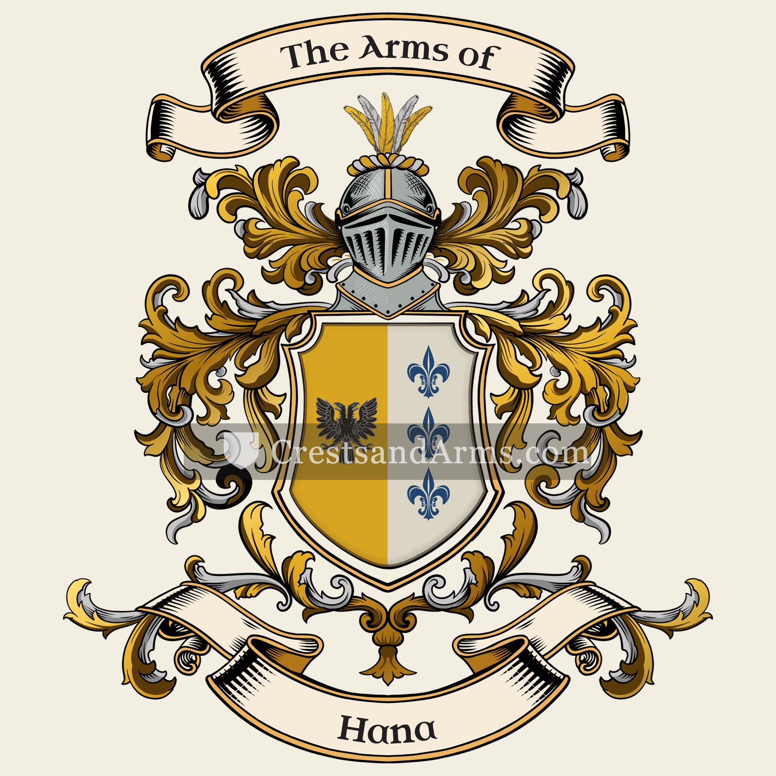 The Hana coat of arms, drawn from the recorded blazon