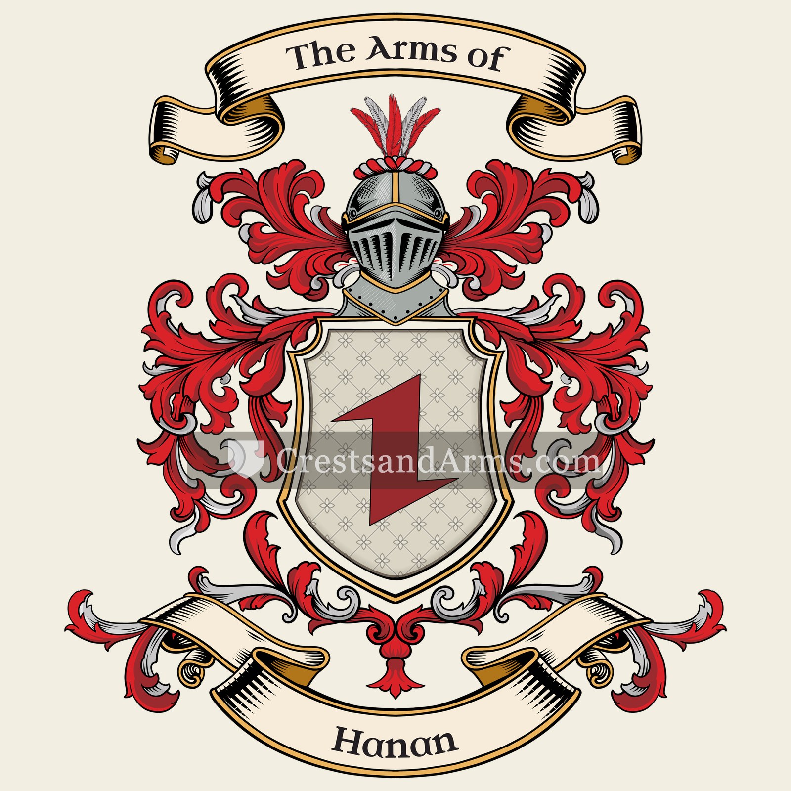 The Hanan coat of arms, drawn from the recorded blazon