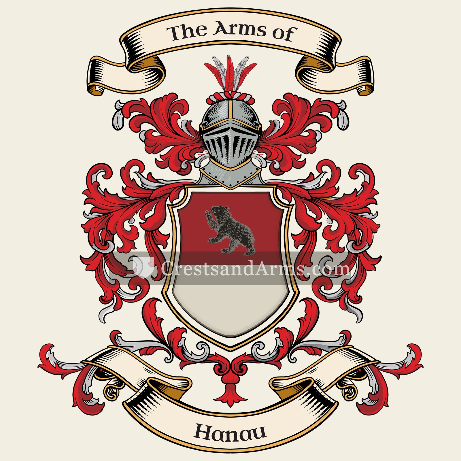 The Hanau coat of arms, drawn from the recorded blazon
