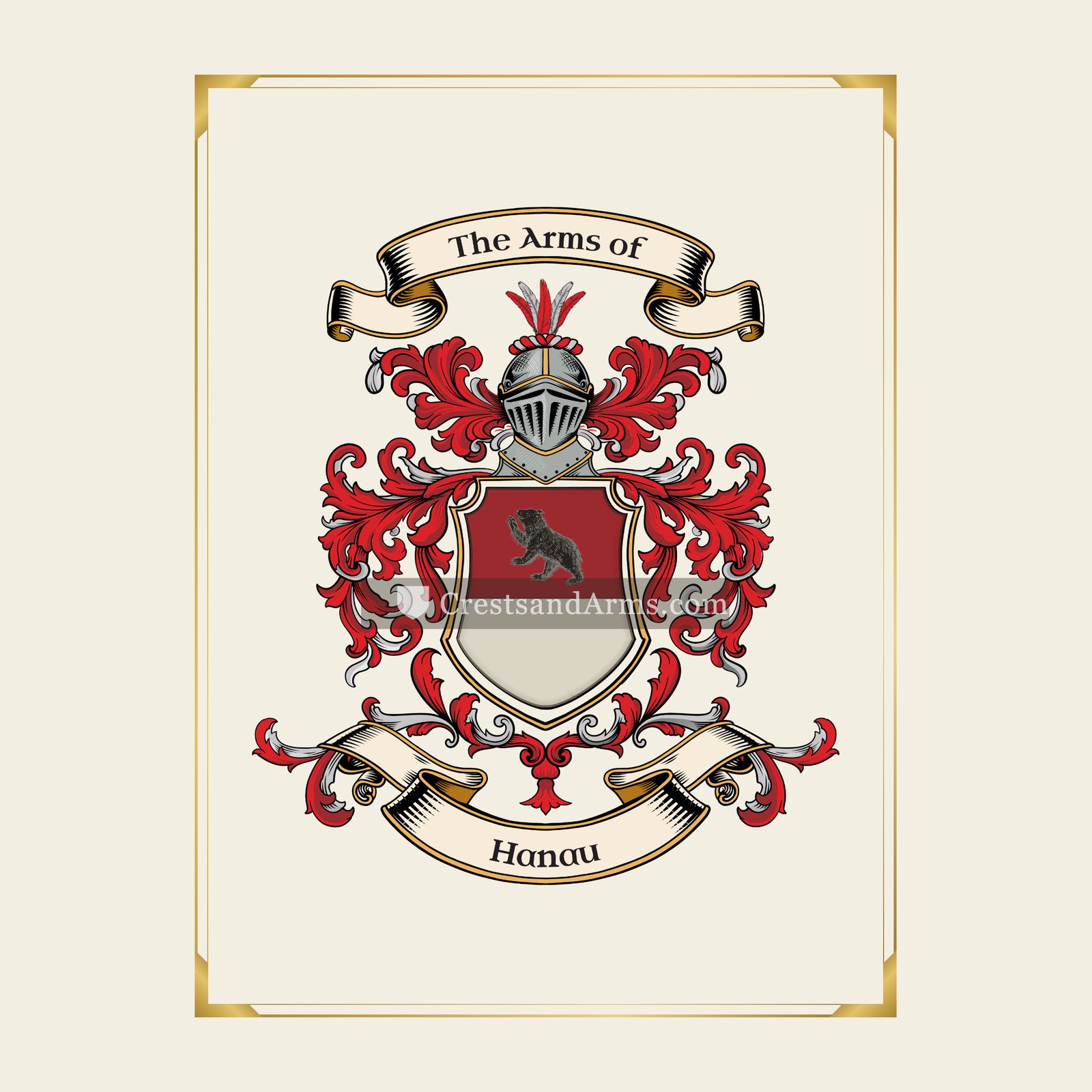 With gold border