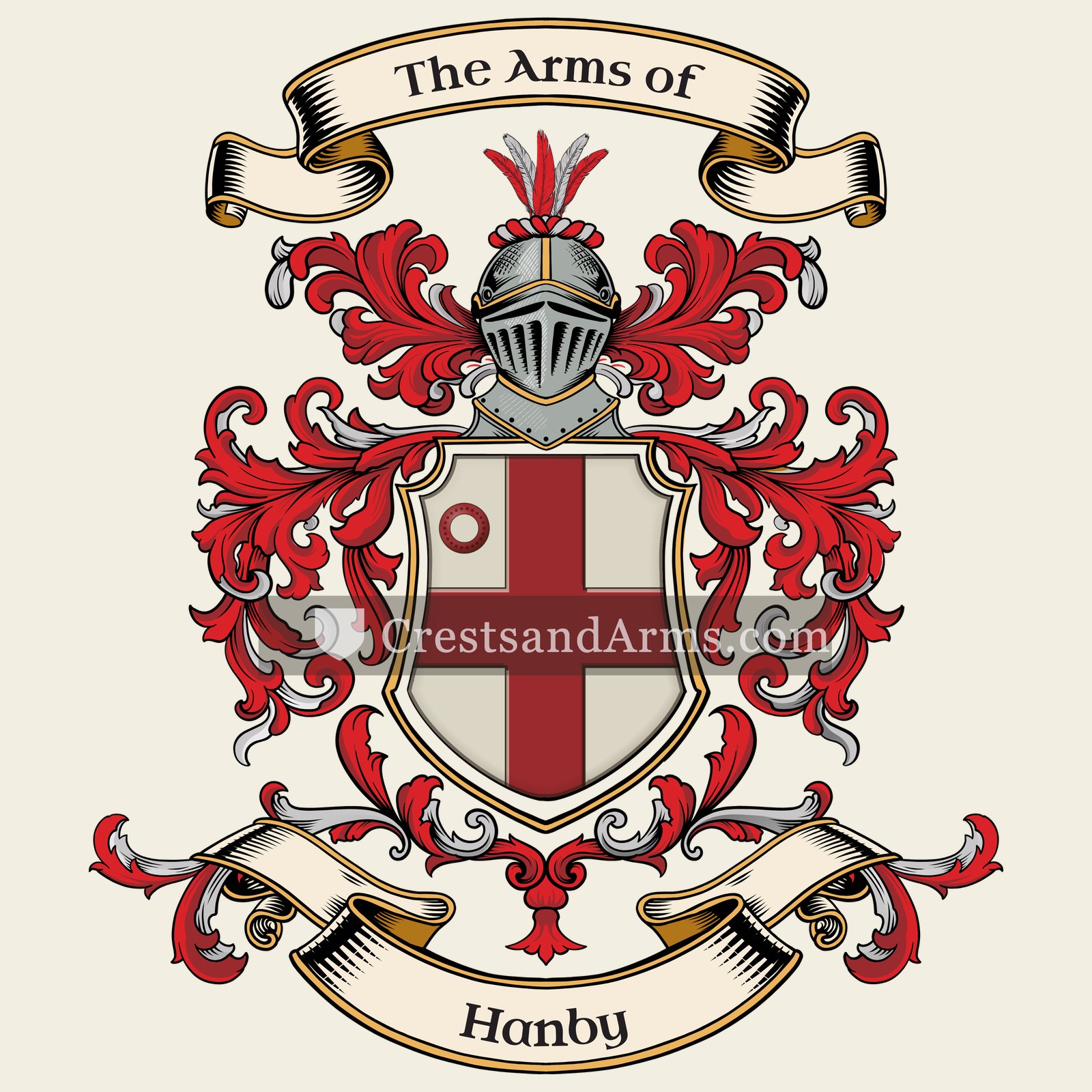 The Hanby coat of arms, drawn from the recorded blazon