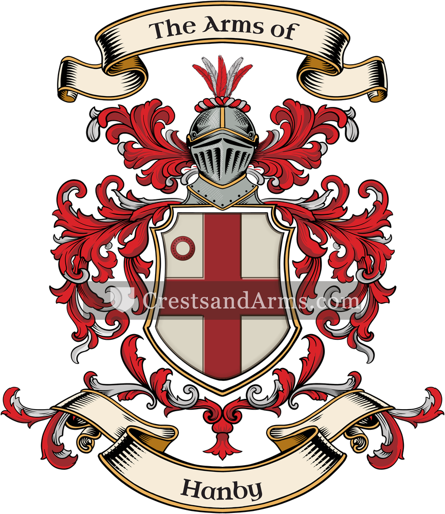 The Hanby coat of arms, drawn from the recorded blazon