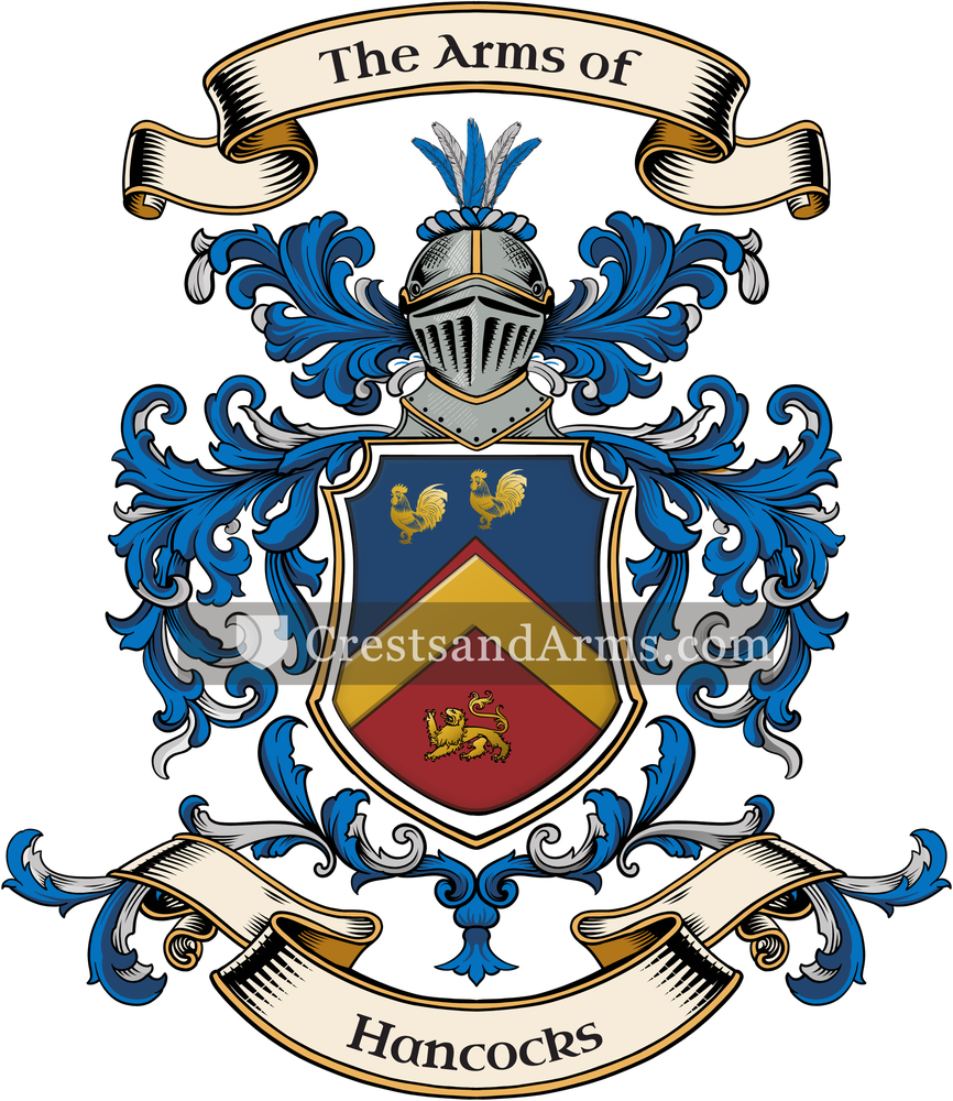 The Hancocks coat of arms, drawn from the recorded blazon
