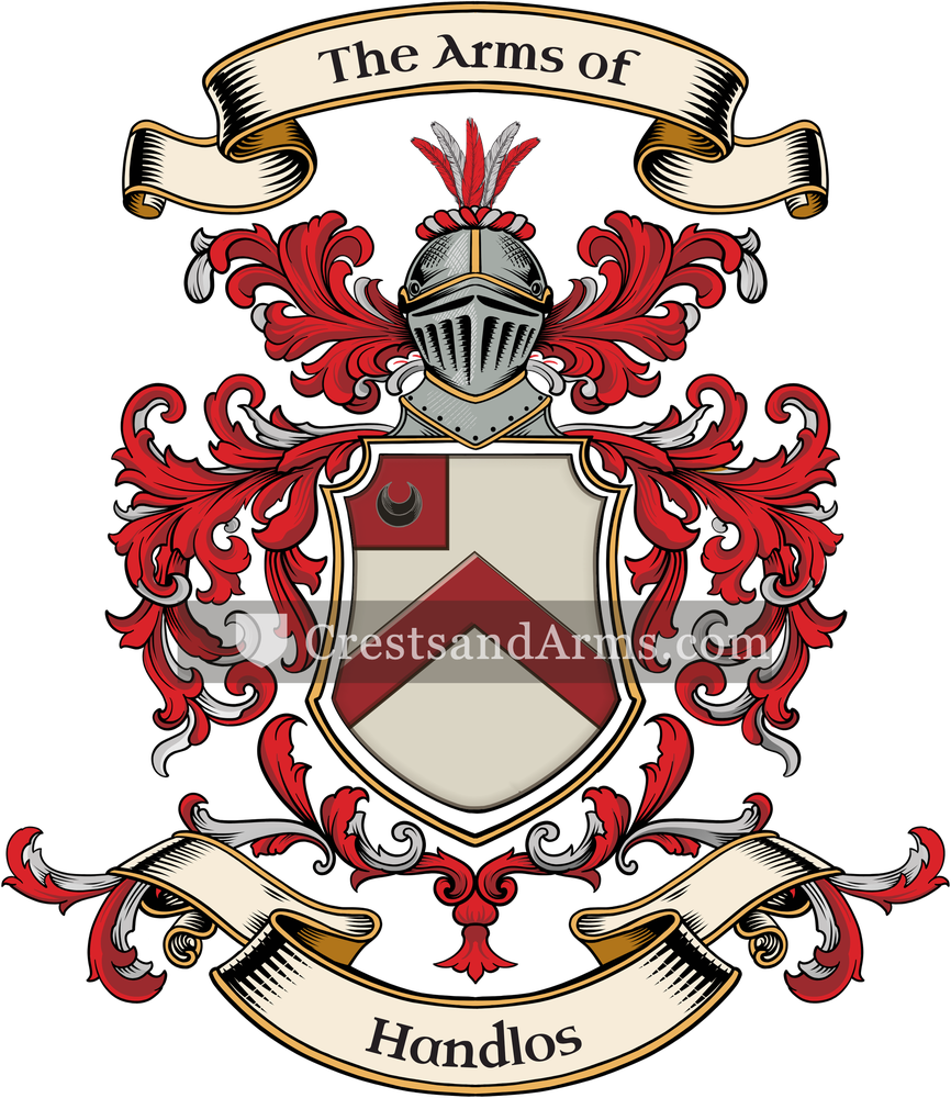 The Handlos coat of arms, drawn from the recorded blazon
