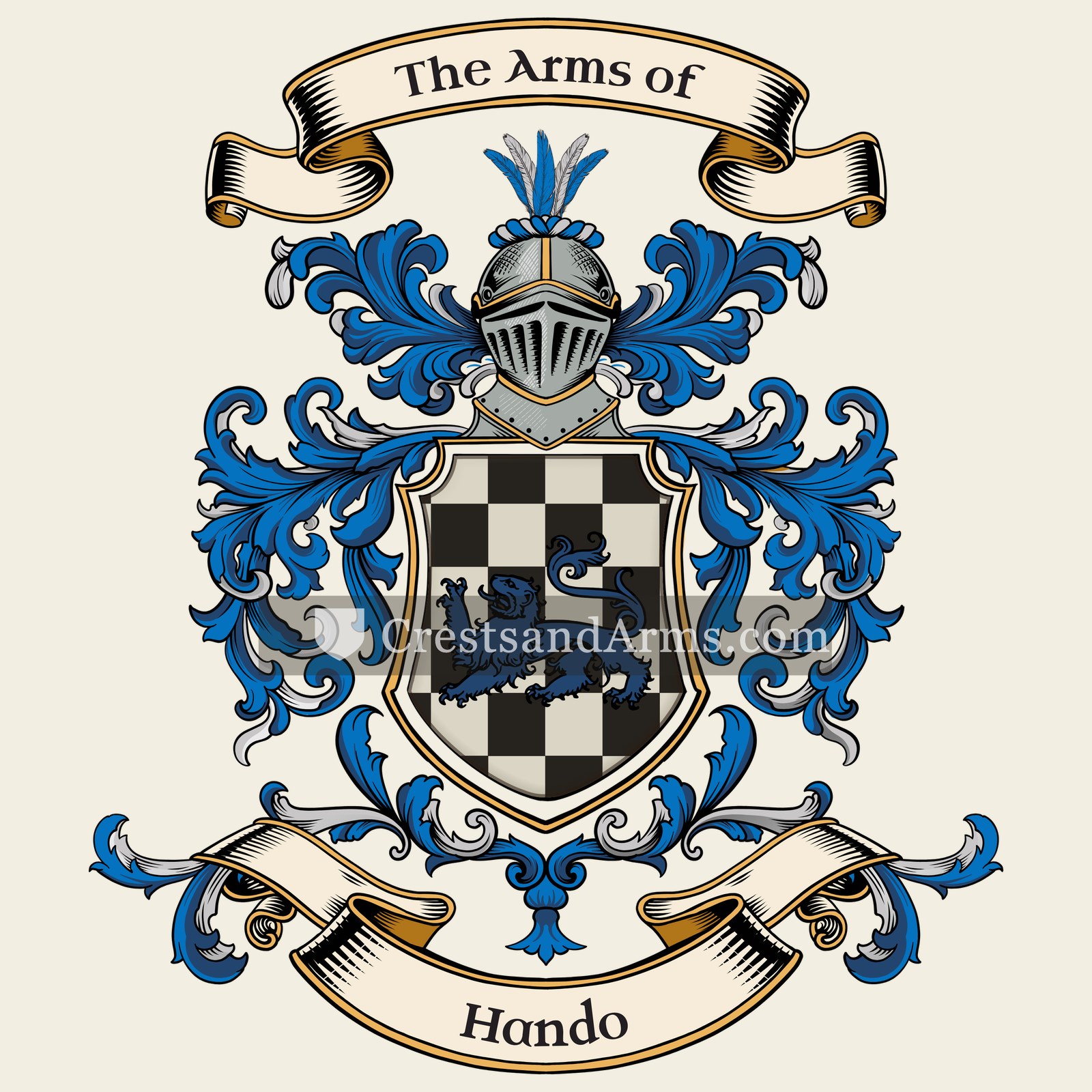 The Hando coat of arms, drawn from the recorded blazon