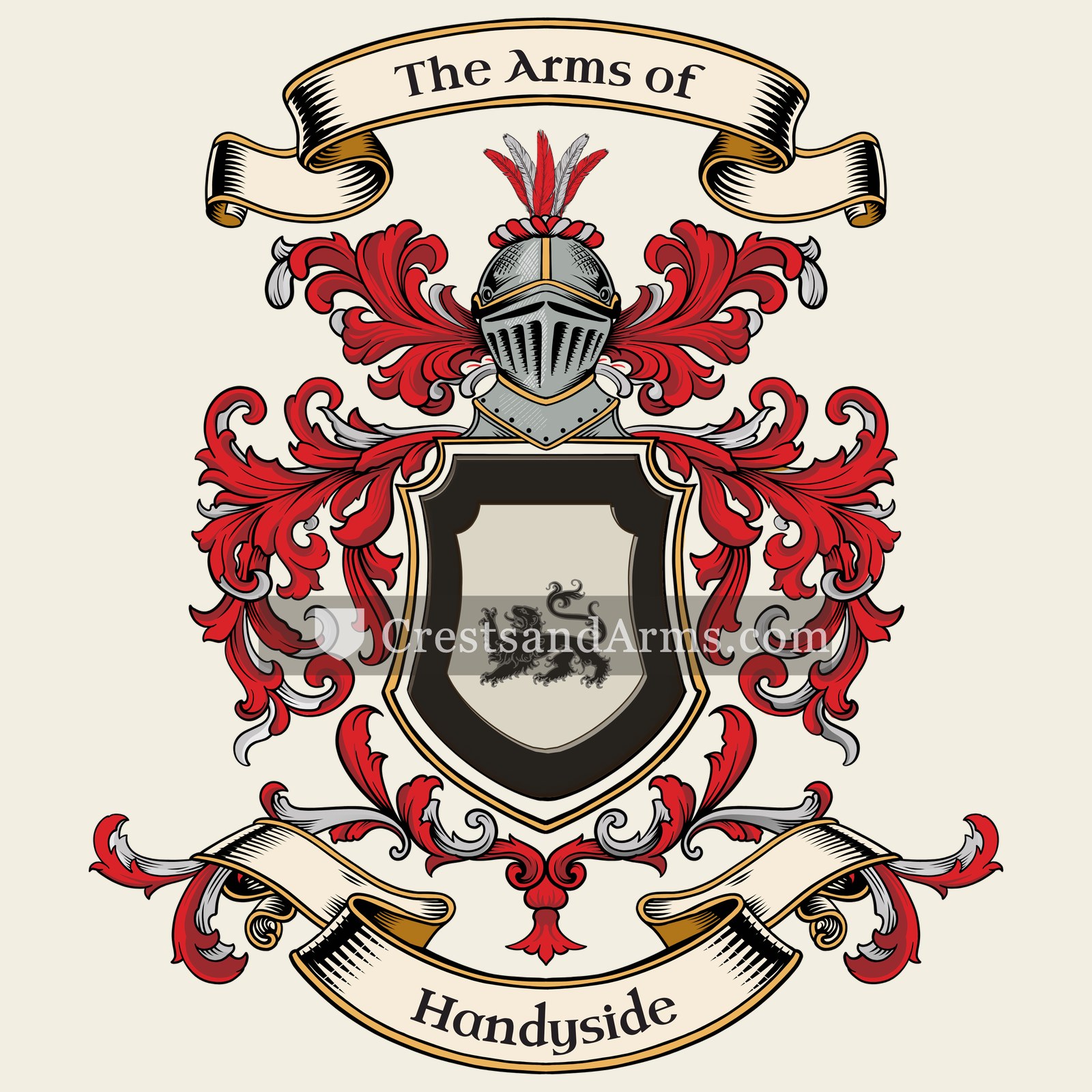The Handyside coat of arms, drawn from the recorded blazon
