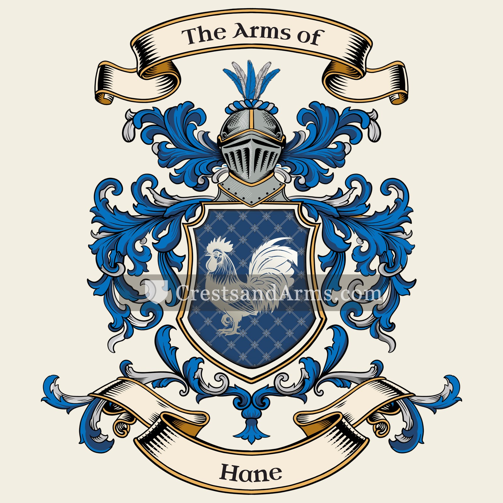 The Hane coat of arms, drawn from the recorded blazon