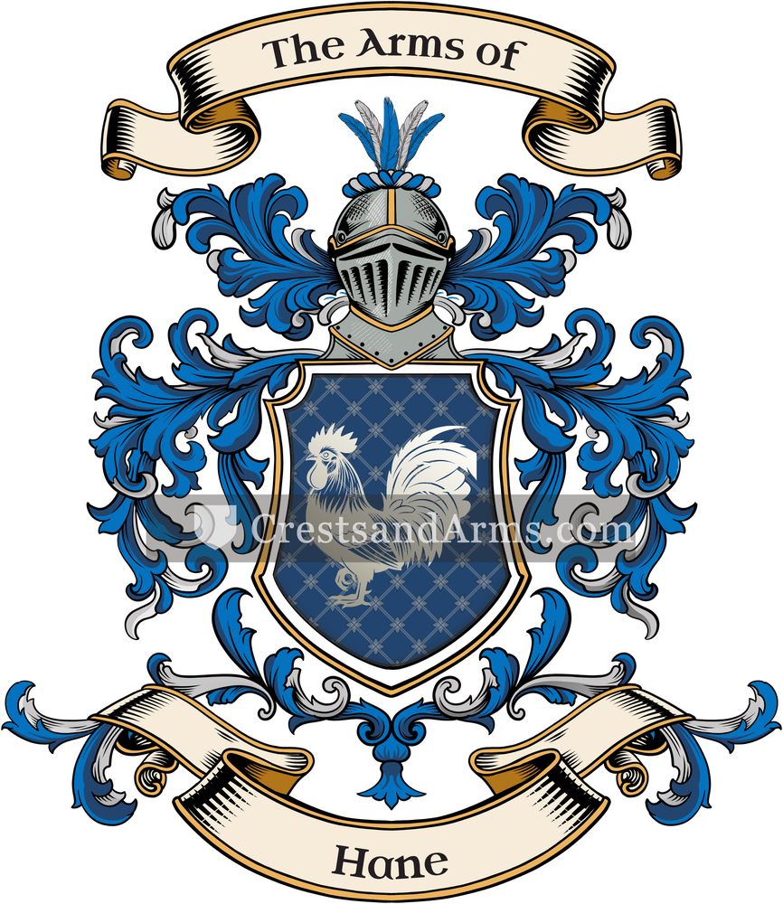 The Hane coat of arms, drawn from the recorded blazon