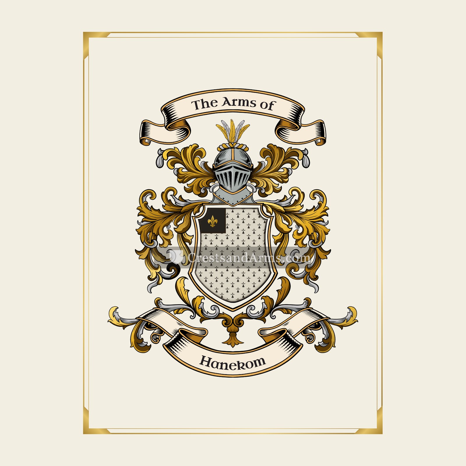 With gold border