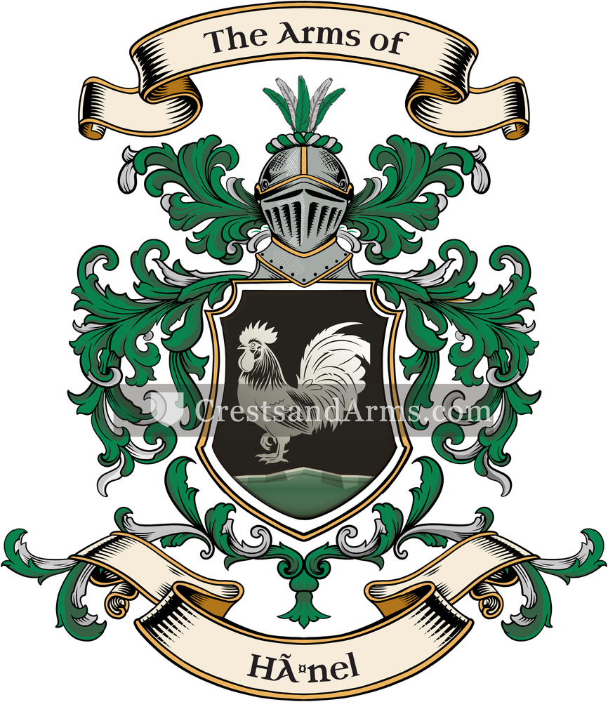 The Hänel coat of arms, drawn from the recorded blazon