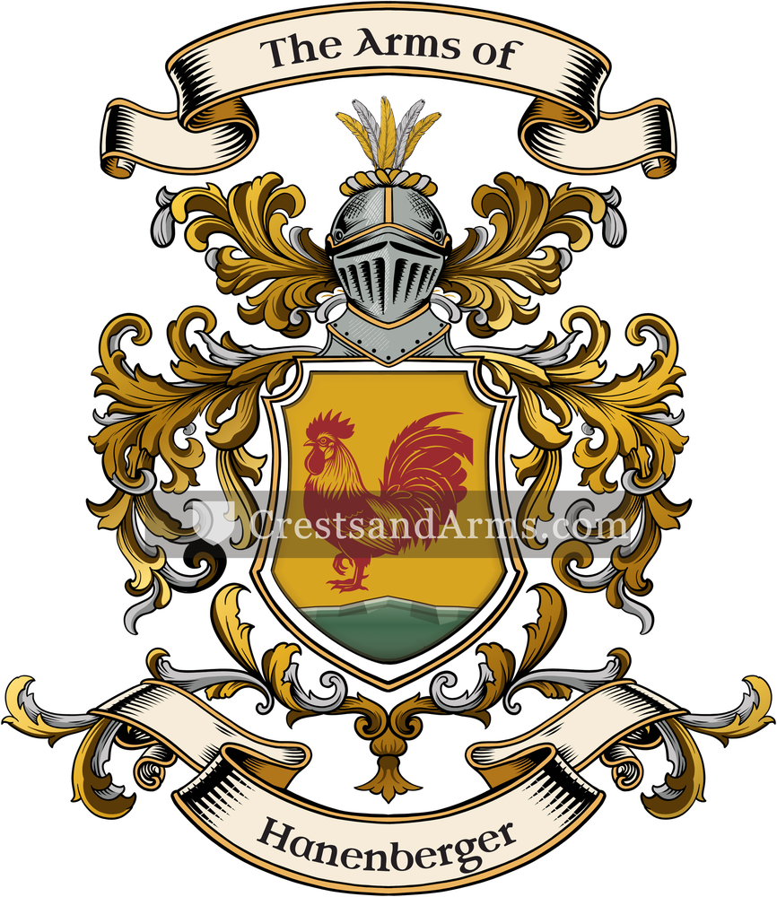 The Hanenberger coat of arms, drawn from the recorded blazon