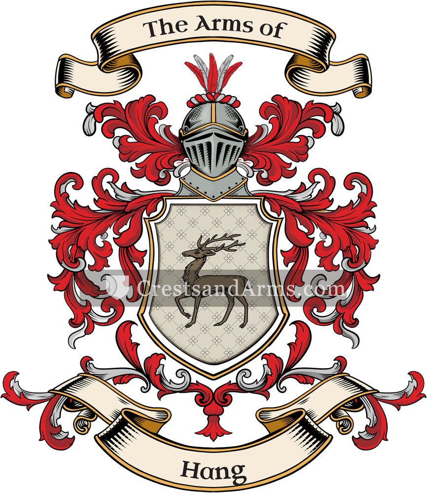 The Hang coat of arms, drawn from the recorded blazon