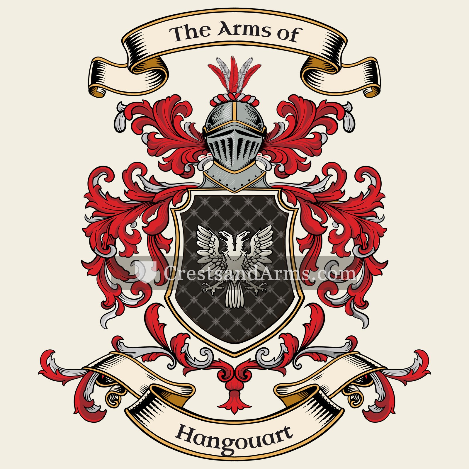The Hangouart coat of arms, drawn from the recorded blazon
