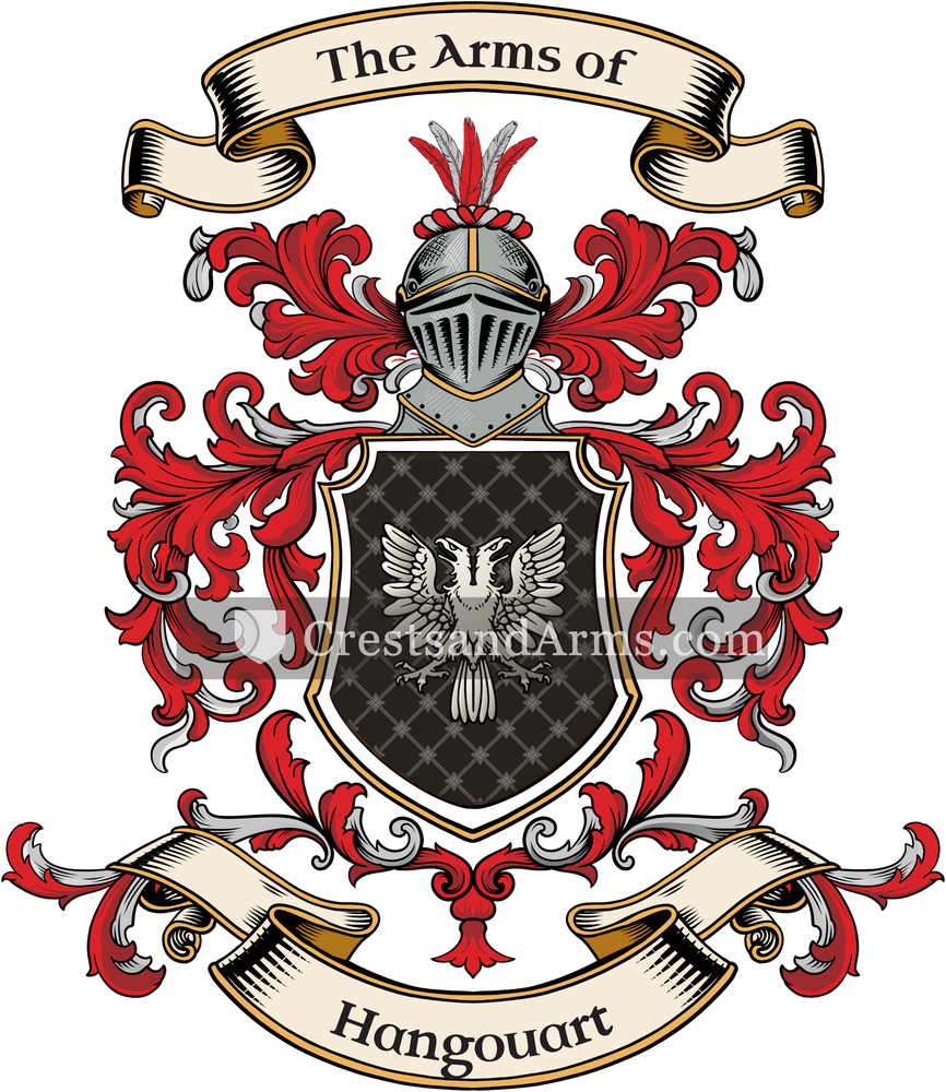 The Hangouart coat of arms, drawn from the recorded blazon