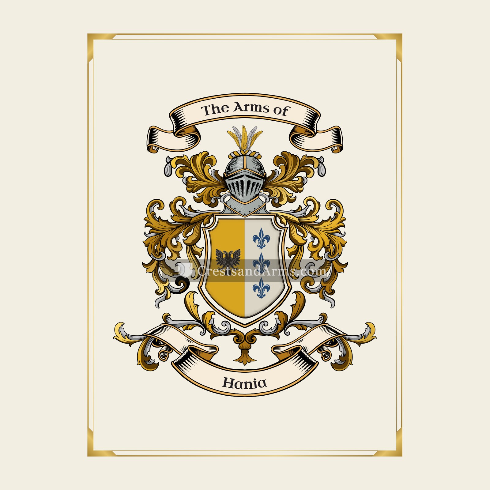With gold border