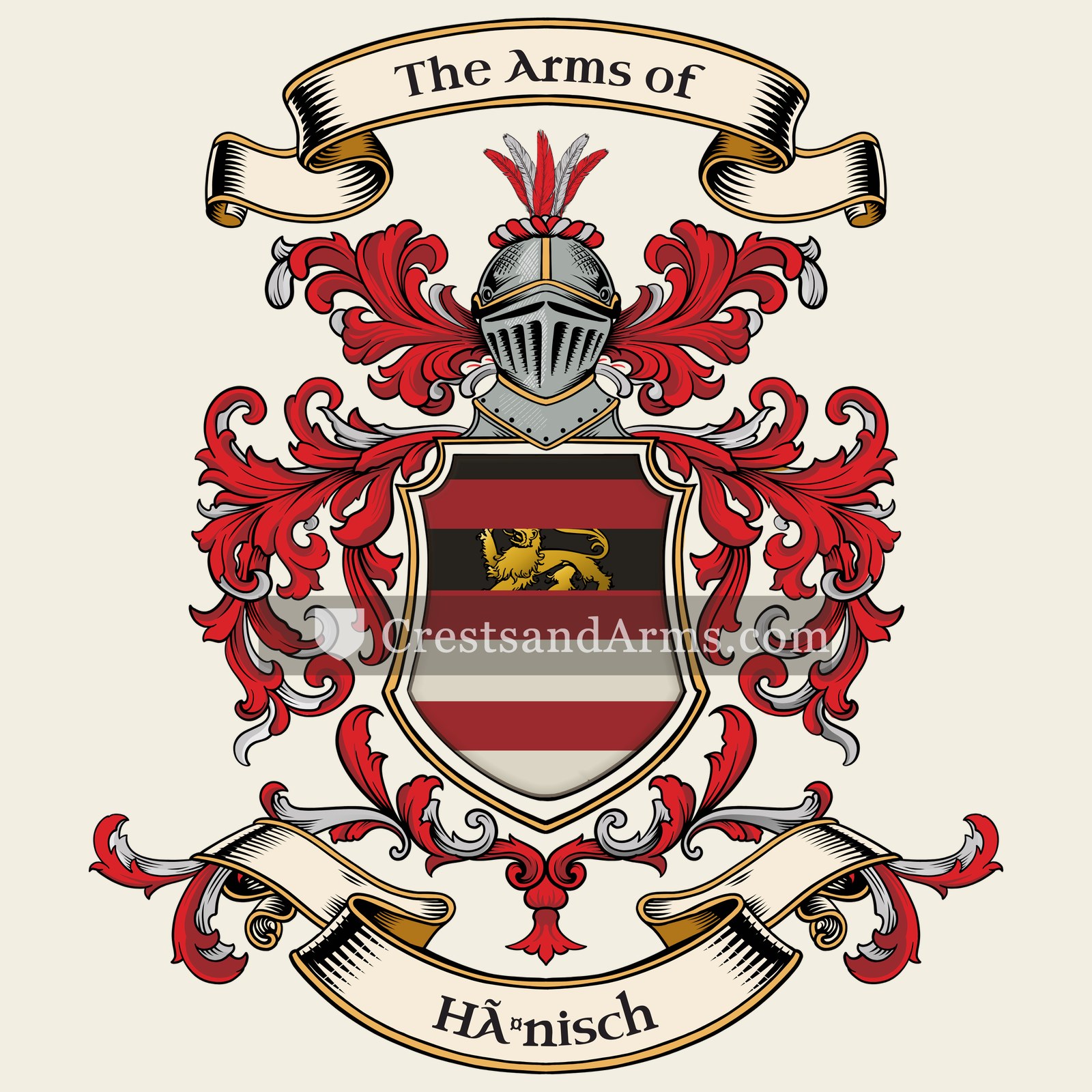 The Hänisch coat of arms, drawn from the recorded blazon
