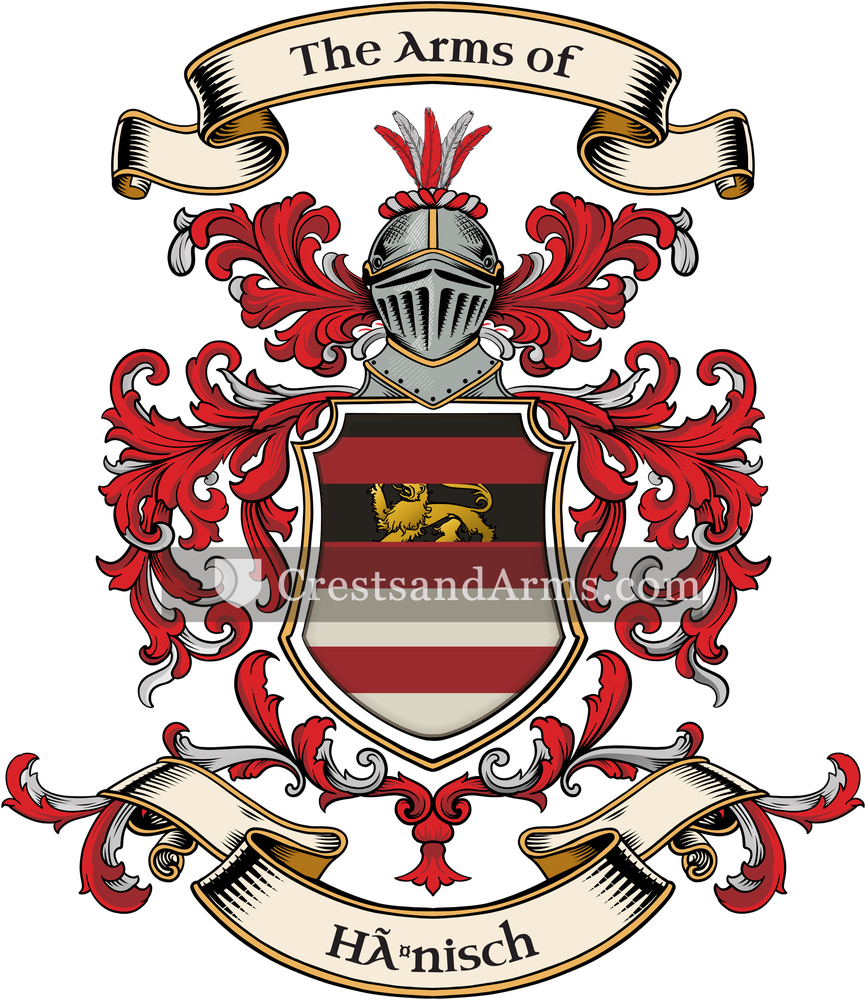 The Hänisch coat of arms, drawn from the recorded blazon