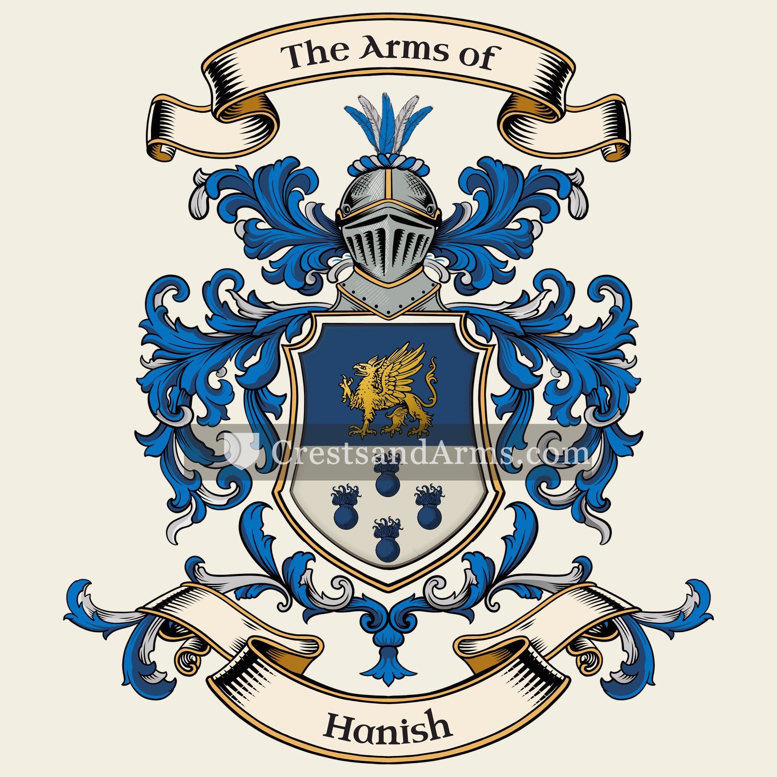 The Hanish coat of arms, drawn from the recorded blazon