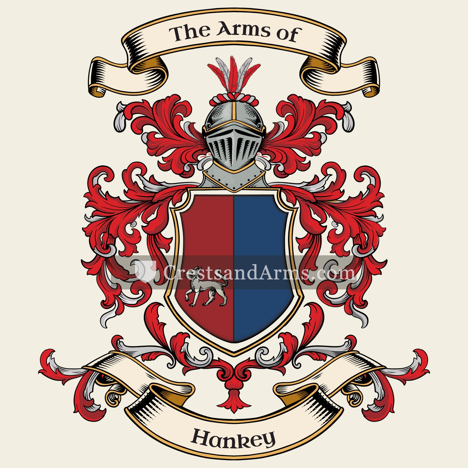The Hankey coat of arms, drawn from the recorded blazon